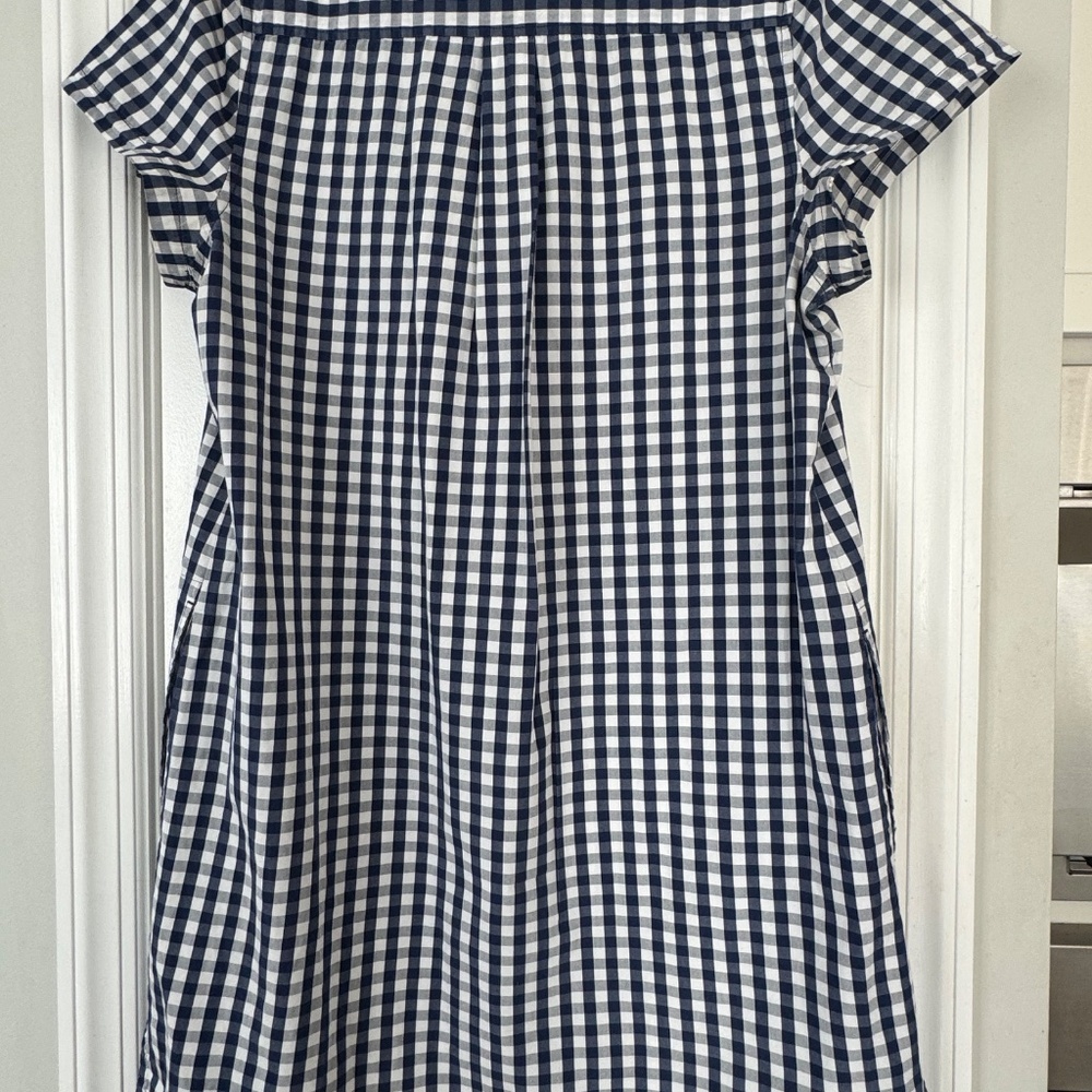 Vineyard Vines Gingham Navy & White Polo Style Shirt Dress, cotton, Size 12‎ - Picture 3 of 4